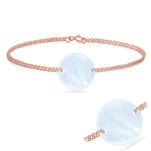 Rose Gold Plated Circle Shell Silver Bracelet BRS-439-RO-GP